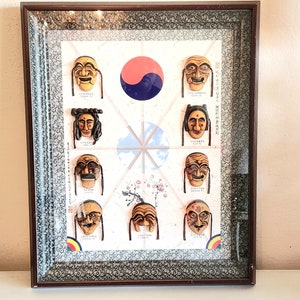 Vintage - Korean Traditional Hahoe Mask Bangpae Kite  - Frame Display