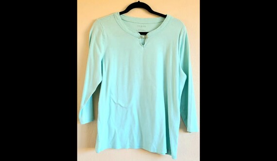 Women - Talbots Sky Blue Top - Size L - Made in I… - image 9