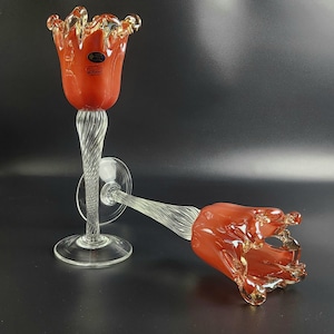 Vintage - Candle Holders - Tall & Heavy - Murano - Italy - Set of 2