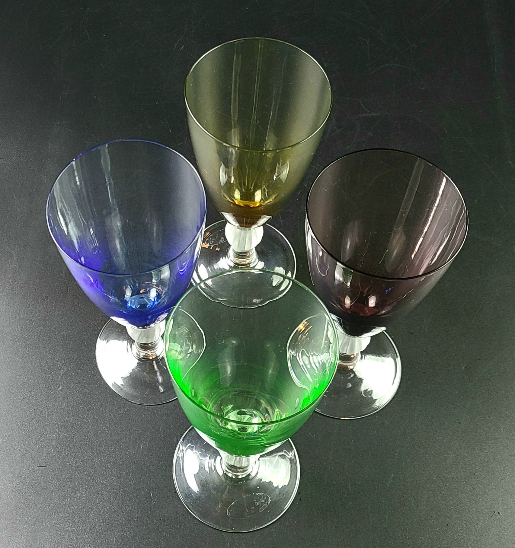 Set of 4 Teal Crystal Wine Glasses — Scout Living