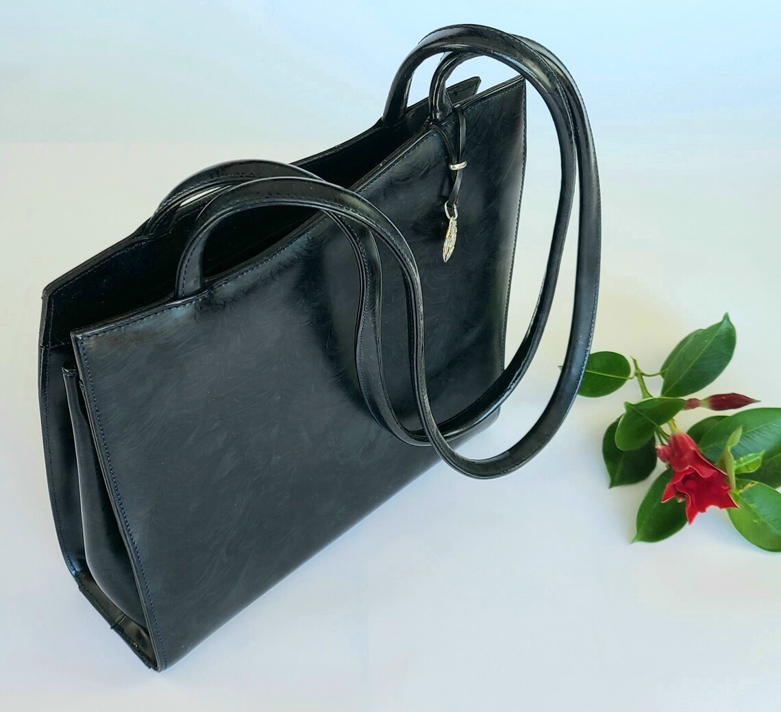 Vintage Pourchet Paris Shoulder Handbag Black/ Dark Green | Etsy