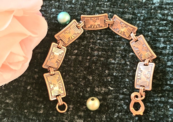 Vintage - 7 3/8" long - Solid Copper Link/Panel B… - image 1