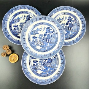 Vintage - 10.5&quot; - Dinner Plates - Willow Blue by Johnson Brothers- Made in England