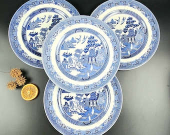 Vintage - 10.5&quot; - Dinner Plates - Willow Blue by Johnson Brothers- Made in England