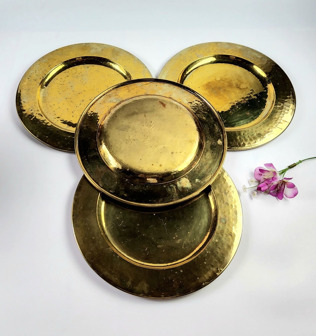 Vintage Solid Brass Dinner Plates 11 1/4 Diameter Made in India Set of 4 Etsy Sweden