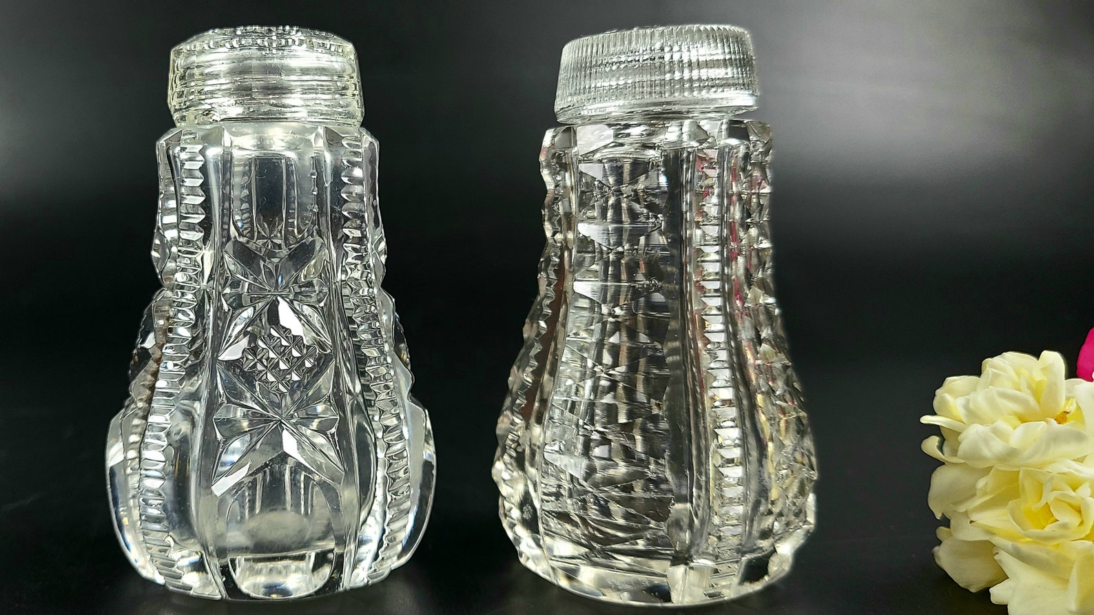 Vintage Clear CutGlass Salt & Pepper Shaker Etsy