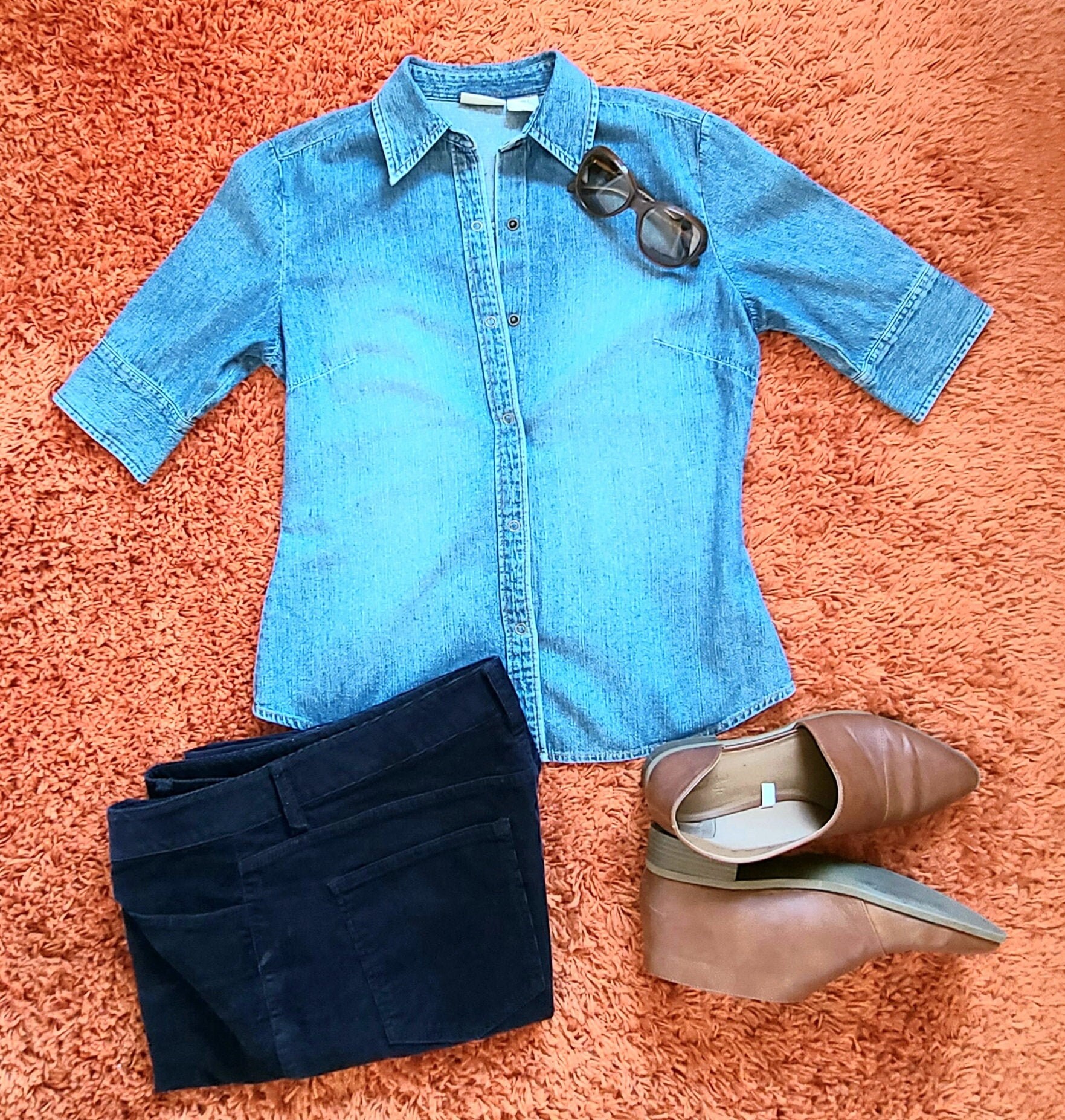 Bay Denim Shirt Size Small Chico - Etsy