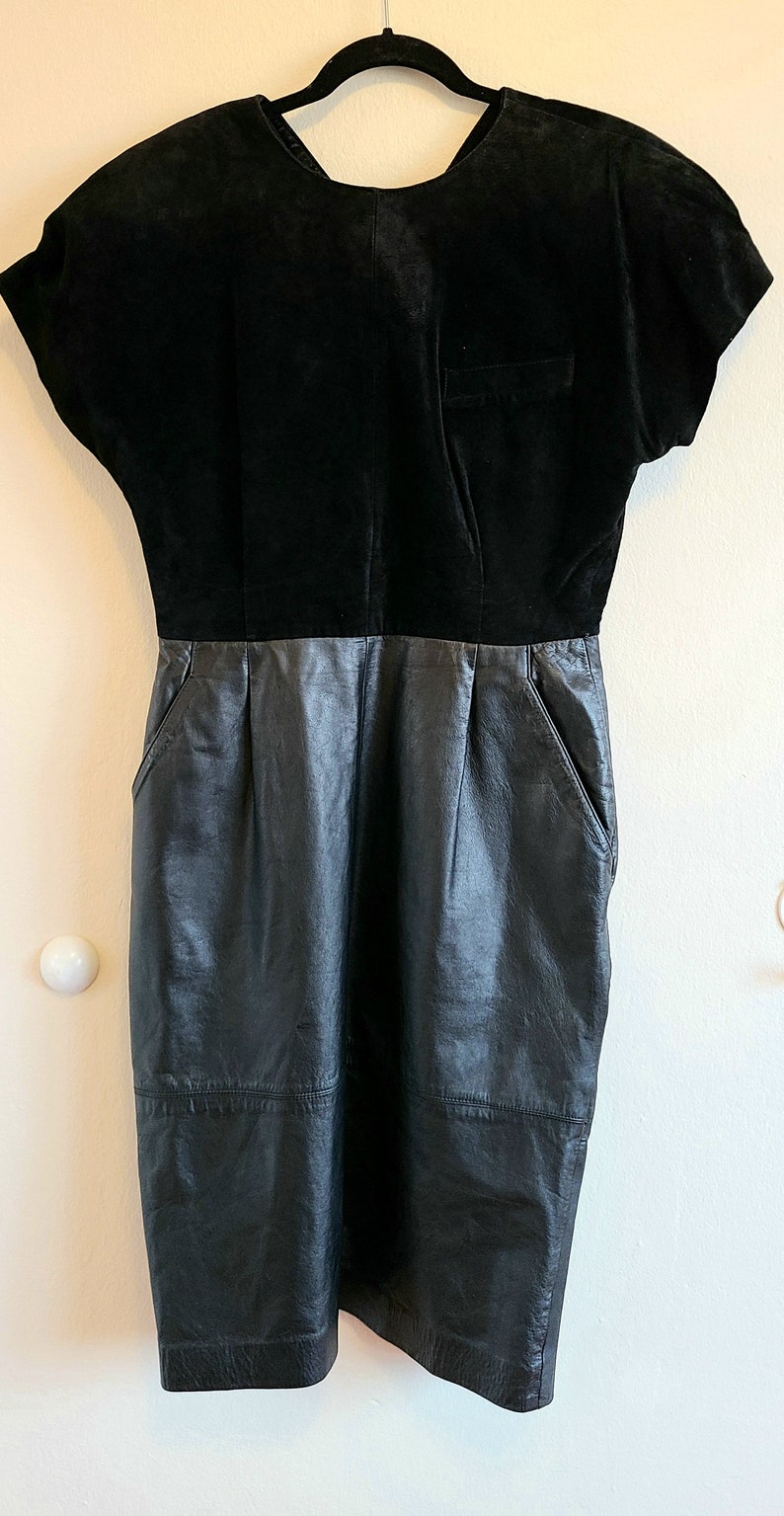 Size 12 Vintage Morgan Taylor -Leather /& Suede -Sheath dress Original Belt