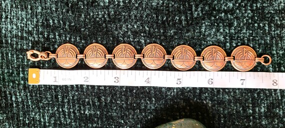 Vintage - Solid Copper - Link/Panel Bracelet - Si… - image 6