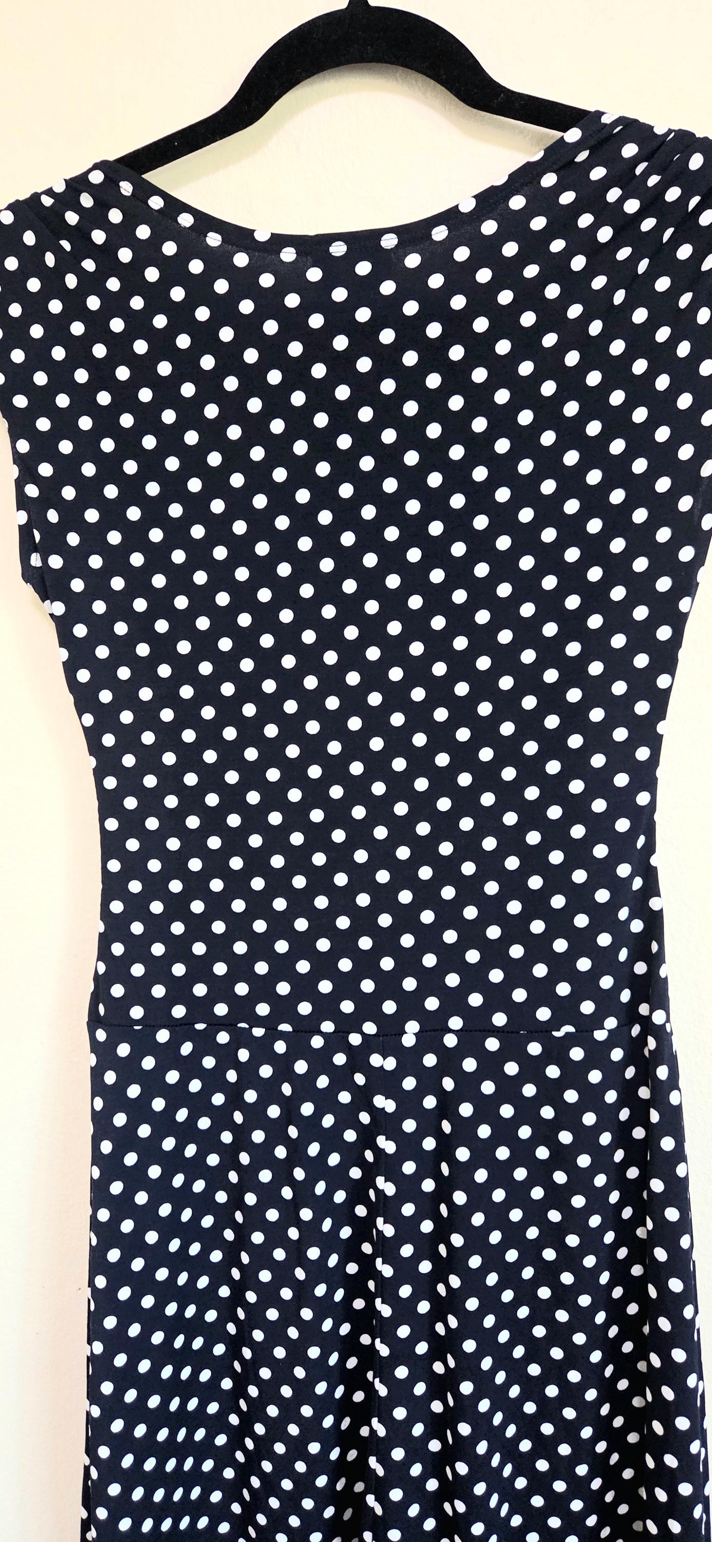 Enfocus Studio  Size 4  Navy Blue Polka Dot Dress - Etsy
