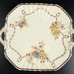 Vintage Square Cake Plate/Platter with Handles – Husk – by Spode