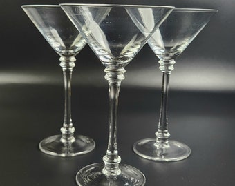 Vintage - Martini Glass Claro by POTTERY BARN - Set of 3 - 8 1/4' Tall