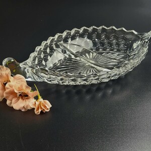 Vintage -12&quot; Large - 2 Part Relish Boat American Clear (Stem 2056) by FOSTORIA