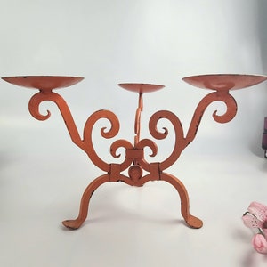 Vintage - 3 Candle Holder Stand - Beautiful Design - Wrought Iron