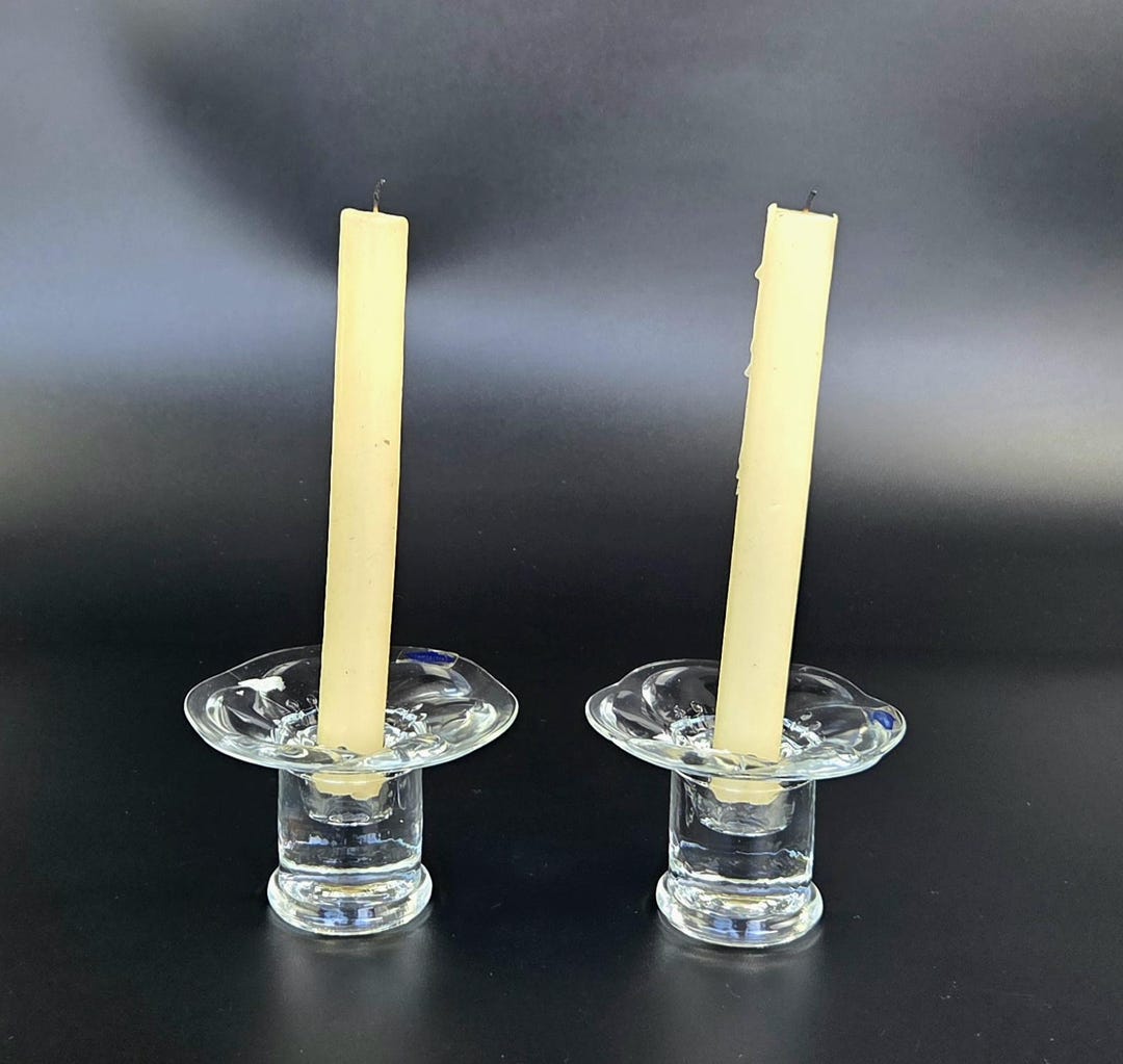 Vintage – Set of 2 - Nuutajärvi Lumme 1793 Finland Crystal Candle