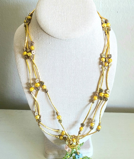 Vintage - Multi-Colored Unique Beaded Necklace - … - image 2