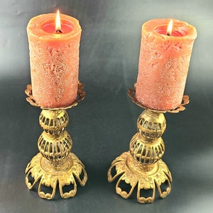 Vintage Brass Ornate Beautiful Candle Holders - Made in Japan - Set of 2