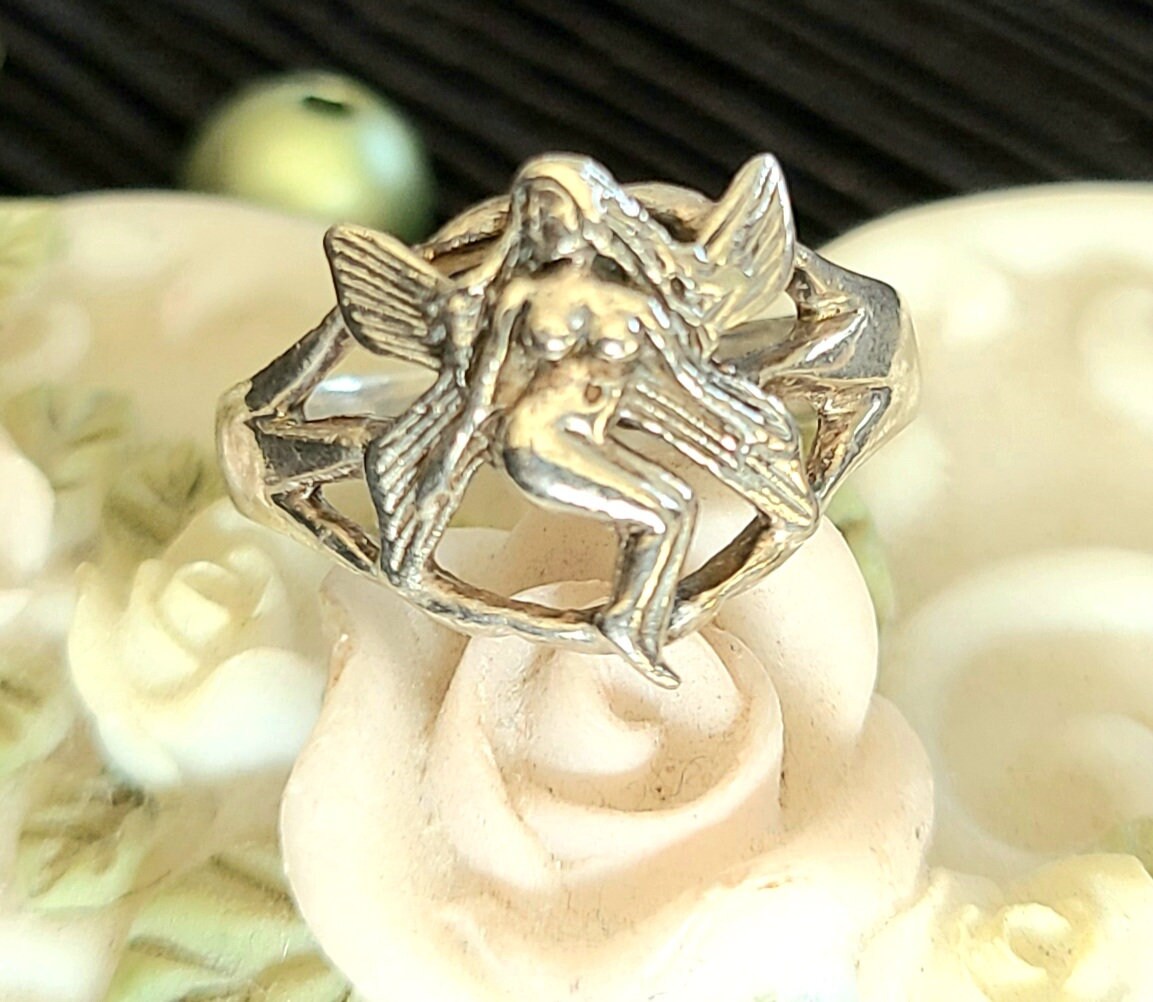 Vintage Fairy Ring Size 6 Signed 925 sterling Silver Etsy