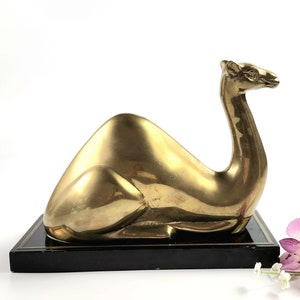 Vintage- Base - 9&quot;Length - Brass - Camel Figurine- Made in Korea