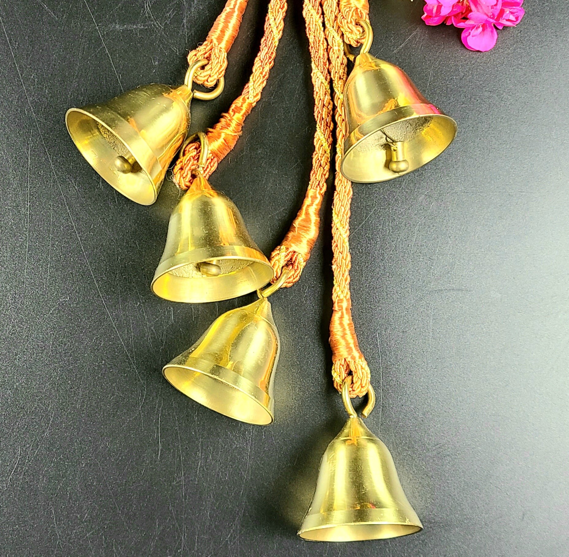 Vintage Brass Bell Cluster Jingle Bells on Rope Door Bells Etsy