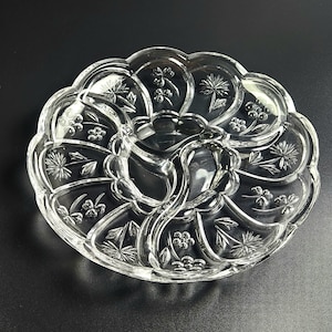 Vintage - Beautiful - Divided Glass Dish - 9&quot; Diameter