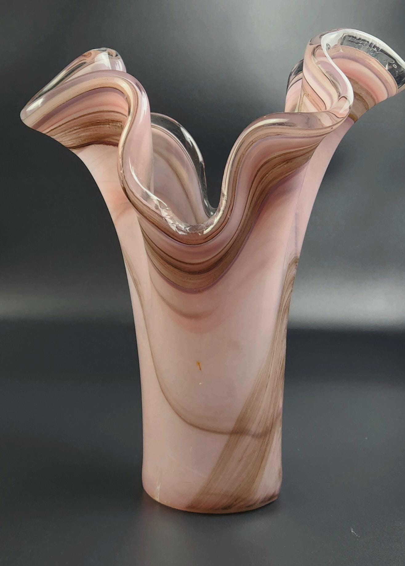 Murano 大型 ムラノ 金彩 ピンク ライン 水差し オブジェ Murano 大型