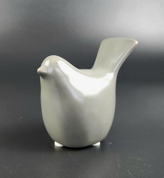 ヴィンテージ - 美しい - 陶器/磁器製鳥の置物 - グレー - Etsy 日本
