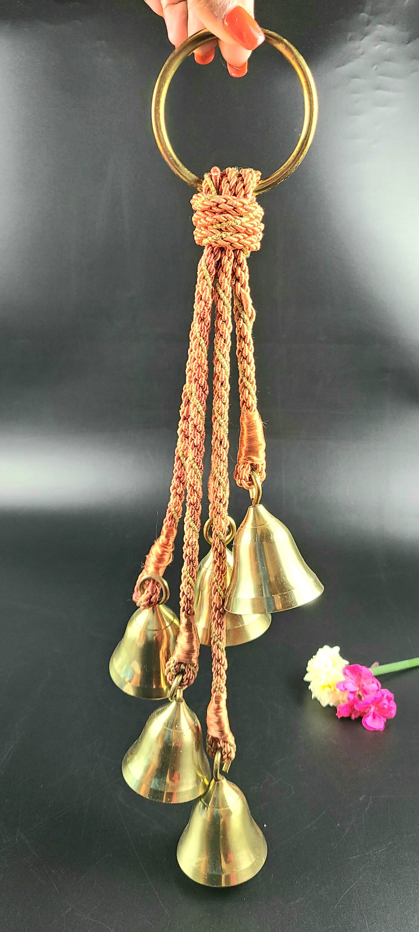 Vintage Brass Bell Cluster Jingle Bells on Rope Door Bells Etsy