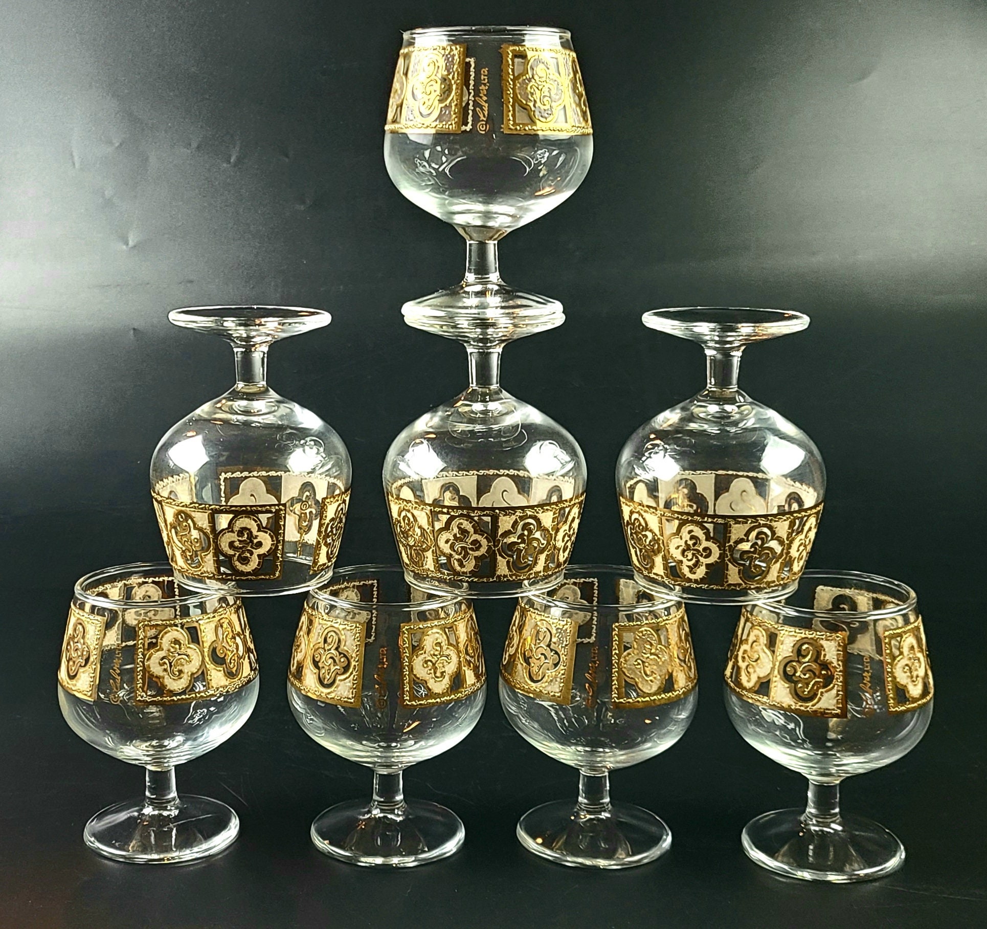 Vintage Culver 22K Gold Small Brandy Snifter Glasses Set Etsy UK