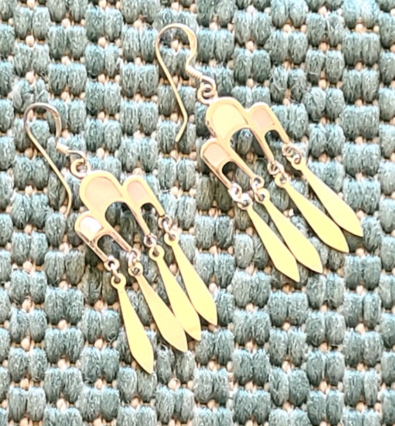 Vintage - Fringed Sterling Silver Earrings- Mothe… - image 6