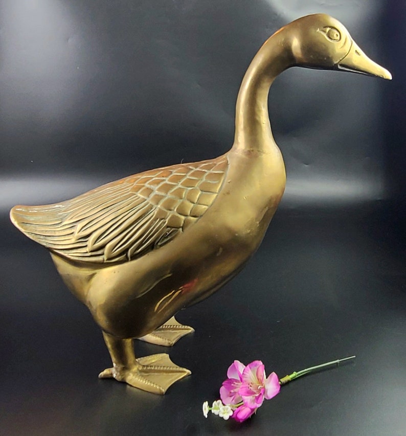 Vintage Solid Brass Duck Figurine 18length 8 Etsy