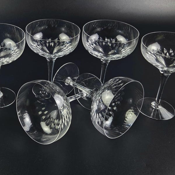 Vintage - Set of 6 - Champagne/Tall Sherbet Prelude Clear by Orrefors - 5 1/4" Tall