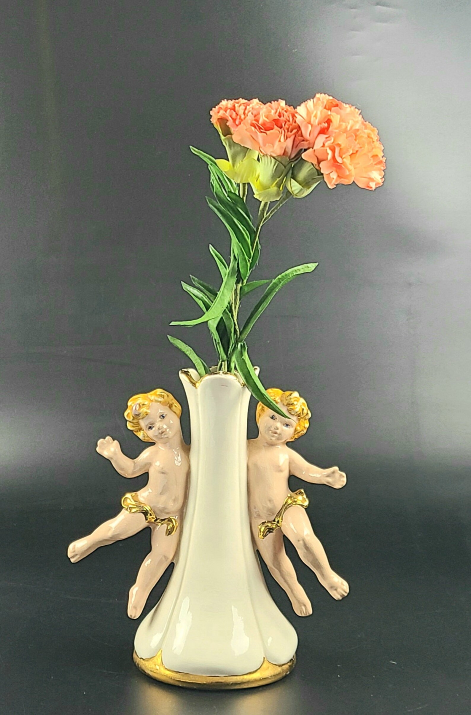Vintage Porcelain/ Ceramic Vase with Cherubs 8 Tall Etsy