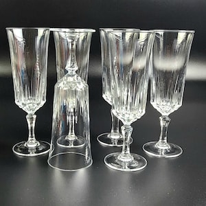 Vintage - 6er Set - Geriffeltes Champagne St. Germain von CRISTAL D'ARQUES-DURAND