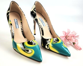 ヴィンテージ PRADA スエード キトンヒール：パープル ポインテッド 