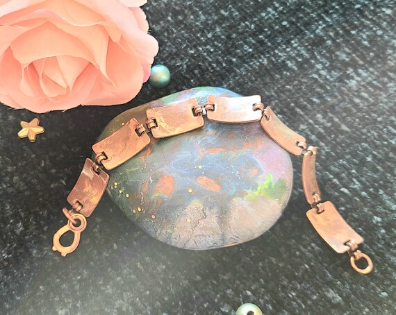 Vintage - 7 3/8" long - Solid Copper Link/Panel B… - image 3