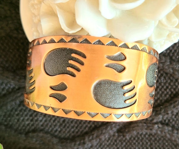 Vintage - Signed - Solid Copper Cuff Bracelet - 1… - image 1