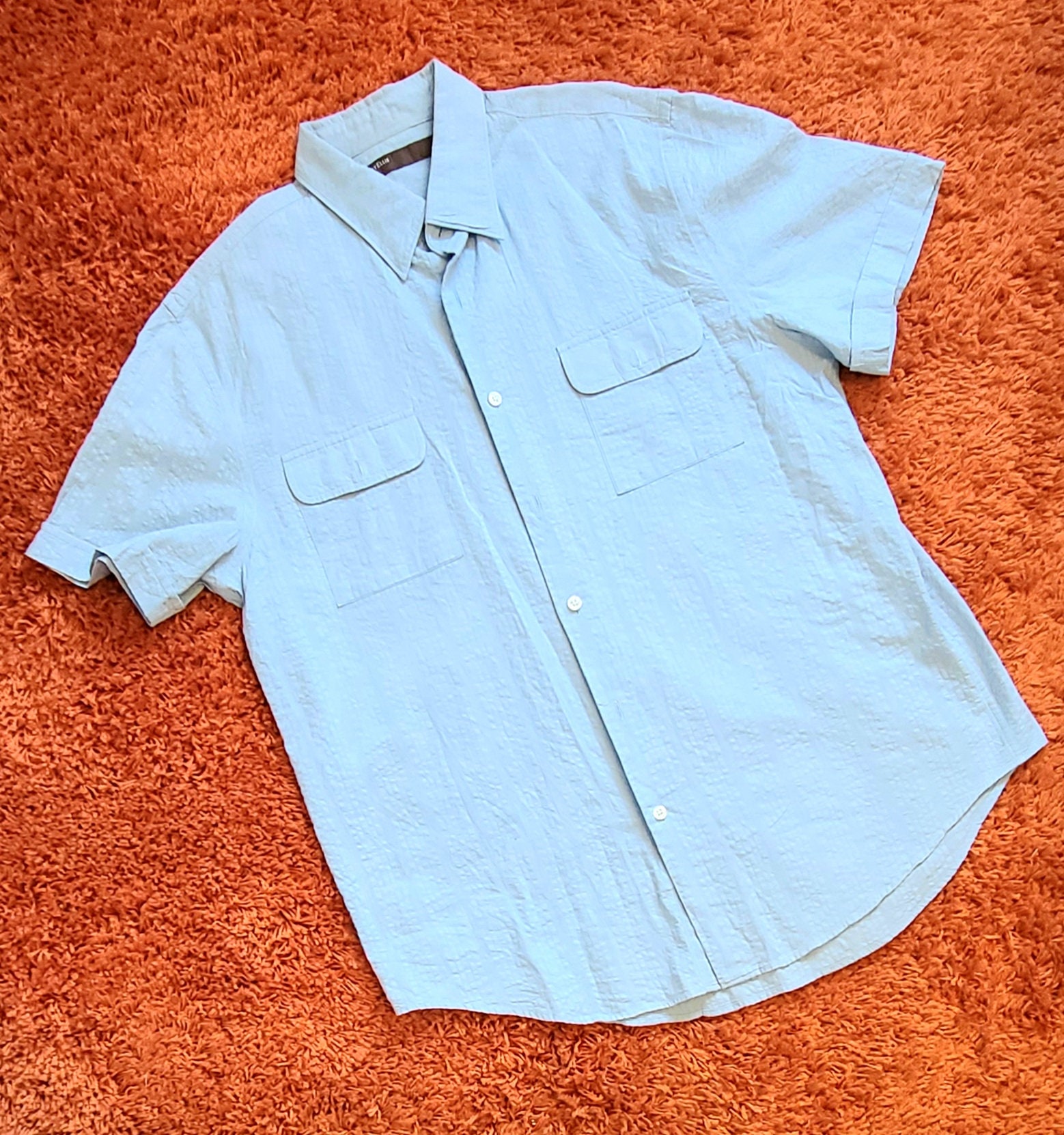 Vintage - Perry Ellis  Light Blue Color Men's Shirt - Size L