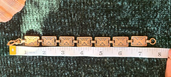 Vintage Solid Copper Link/Panel Bracelet - 7 3/8"… - image 10