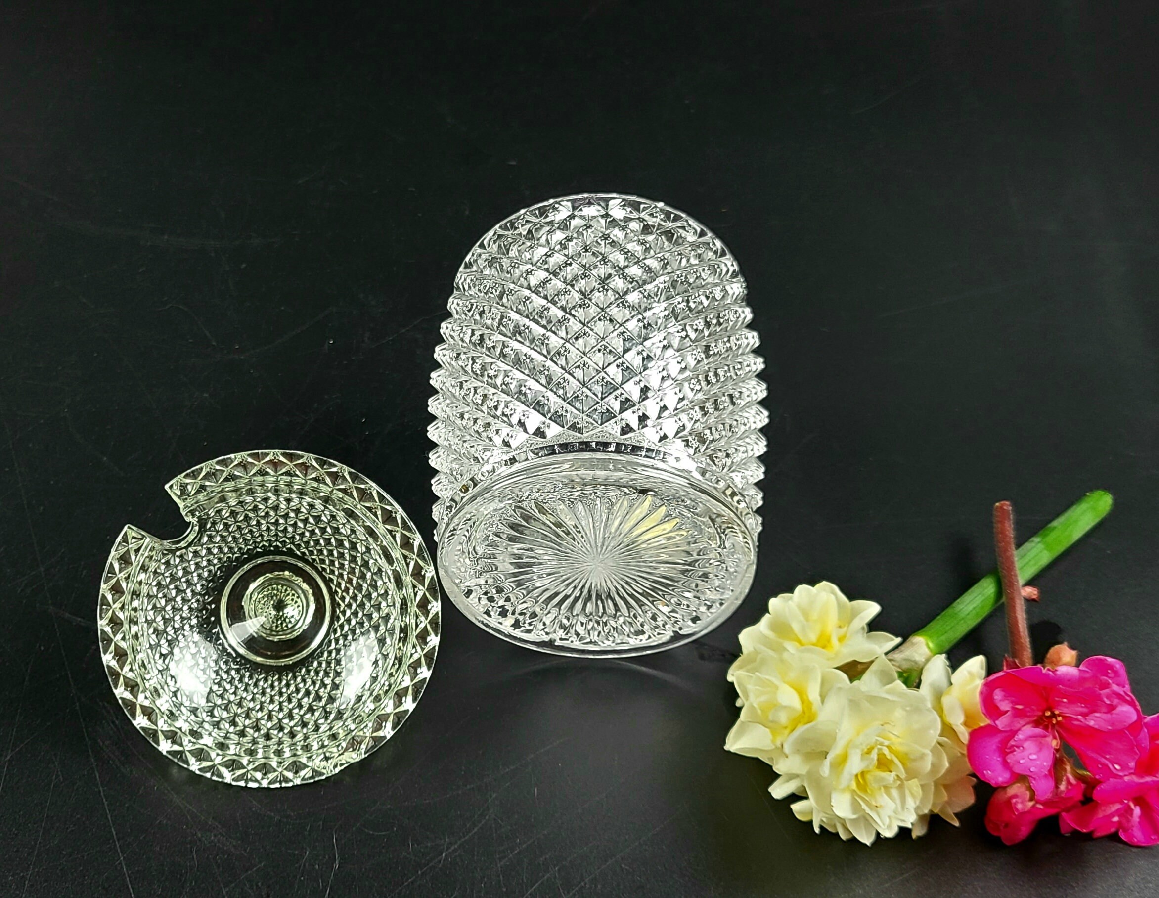 Vintage Kitchen Glass Dish With Liddiamond Pattern Etsy UK