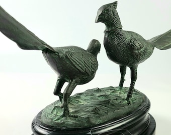 ヴィンテージ - 良好な状態 - 長さ22インチ - ブロンズ製の鳥の像