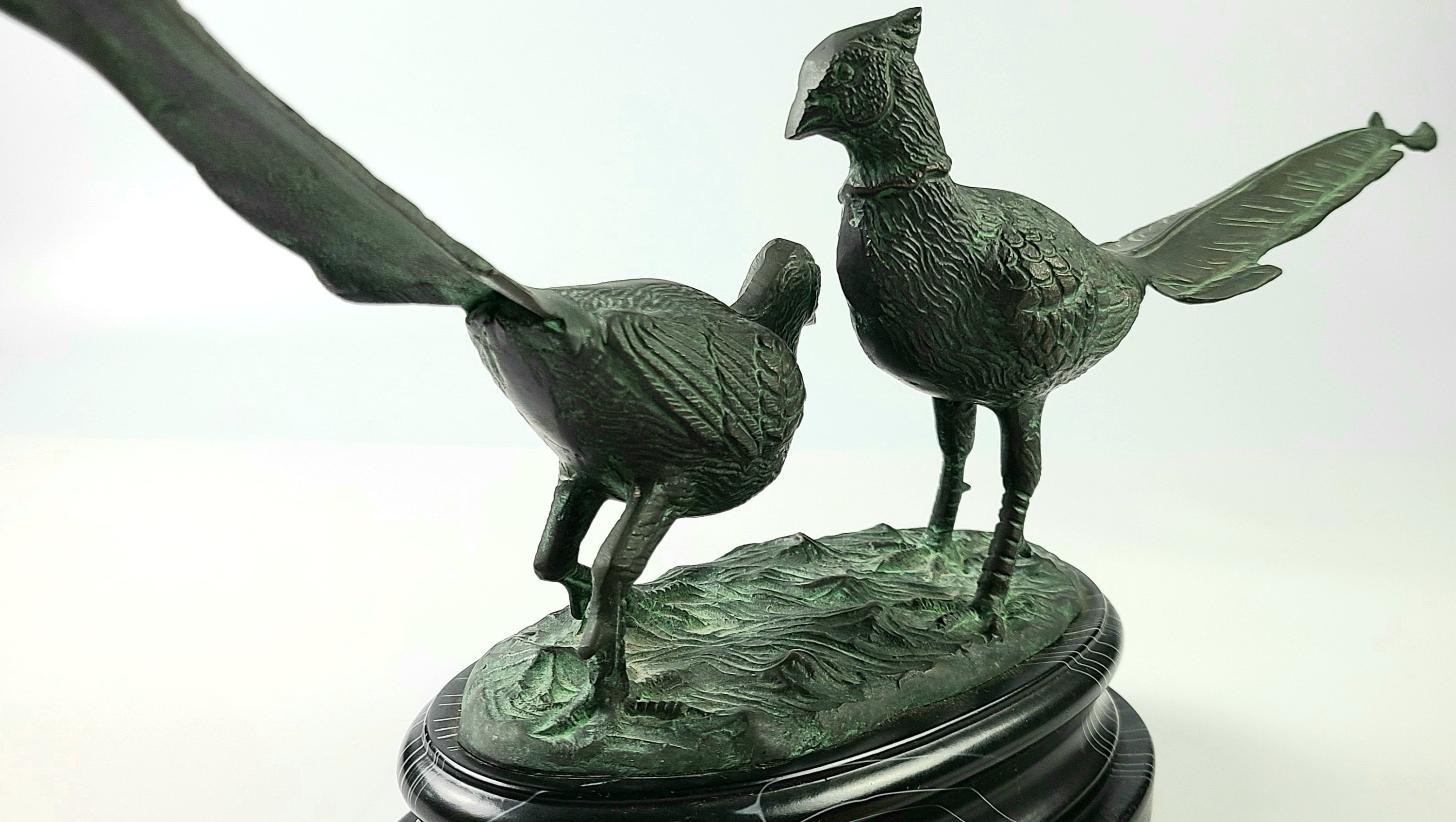 ヴィンテージ - 良好な状態 - 長さ22インチ - ブロンズ製の鳥の像