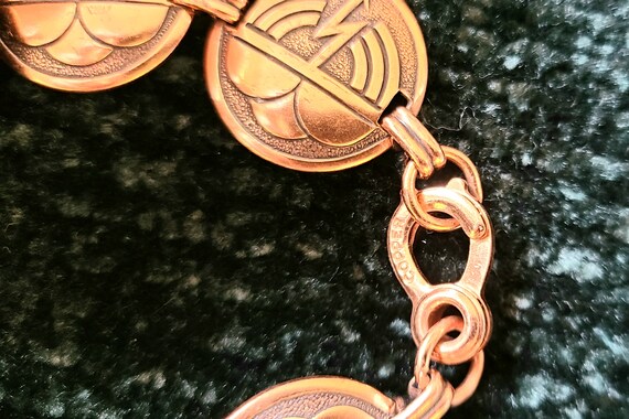 Vintage - Solid Copper - Link/Panel Bracelet - Si… - image 7