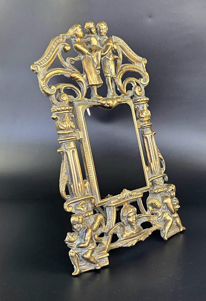 Antique Art Nouveau Brass Picture Frame – 14" Tall - Etsy