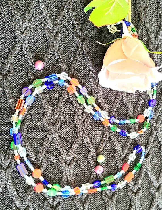 Multi-Colored & Multi-Shaped Beaded - 48" Long - … - image 3