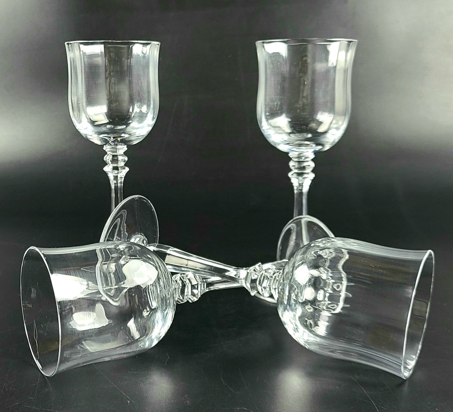 Vintage Set of 4 MIKASA Wine Glasses Optic Bowls Etsy