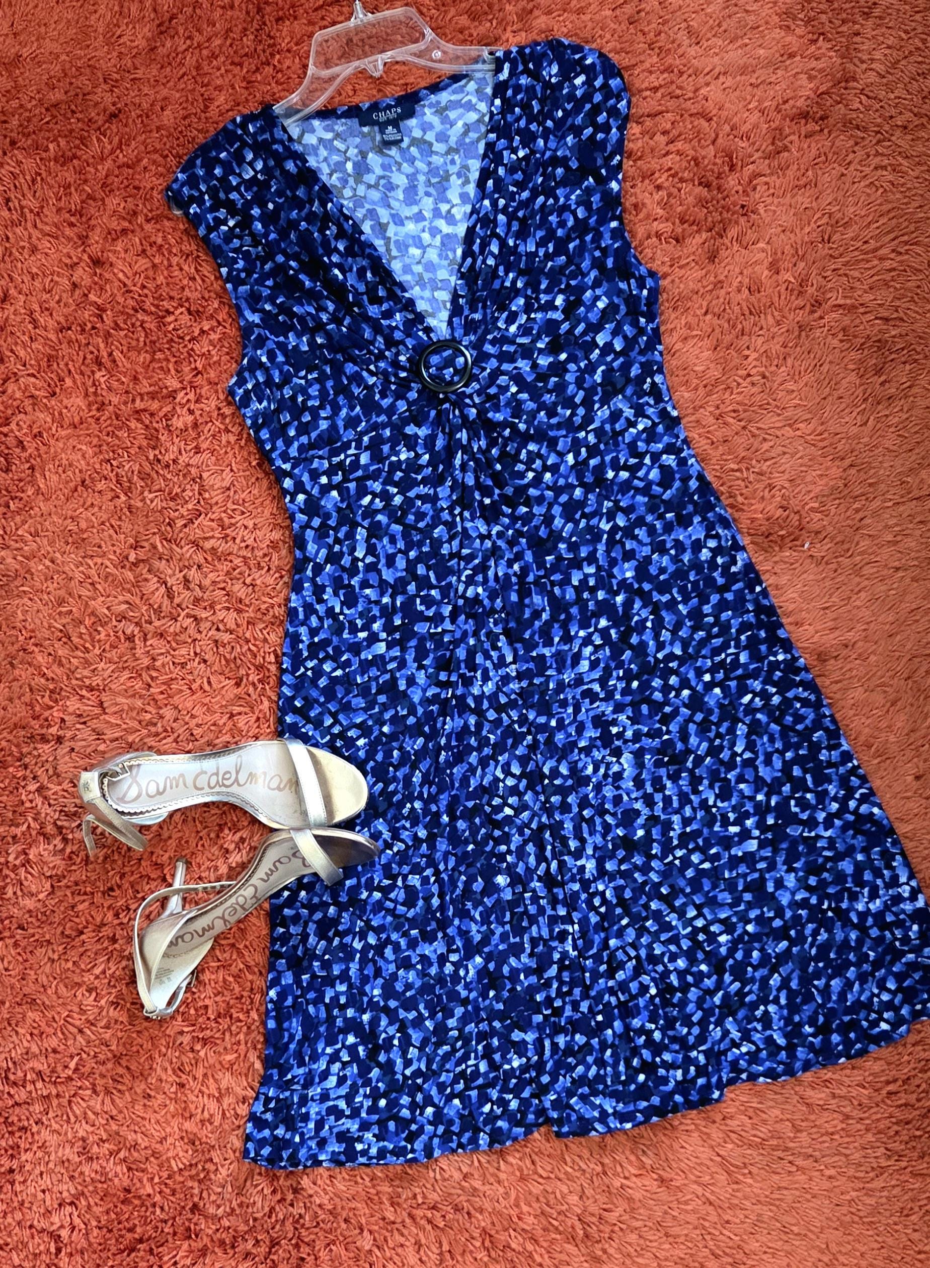 chaps blue dress Vintage – Medium – Vietnam – – Sleeveless Size:100cm NPU-Dorie-202451 Blue Floral Dresses Indie