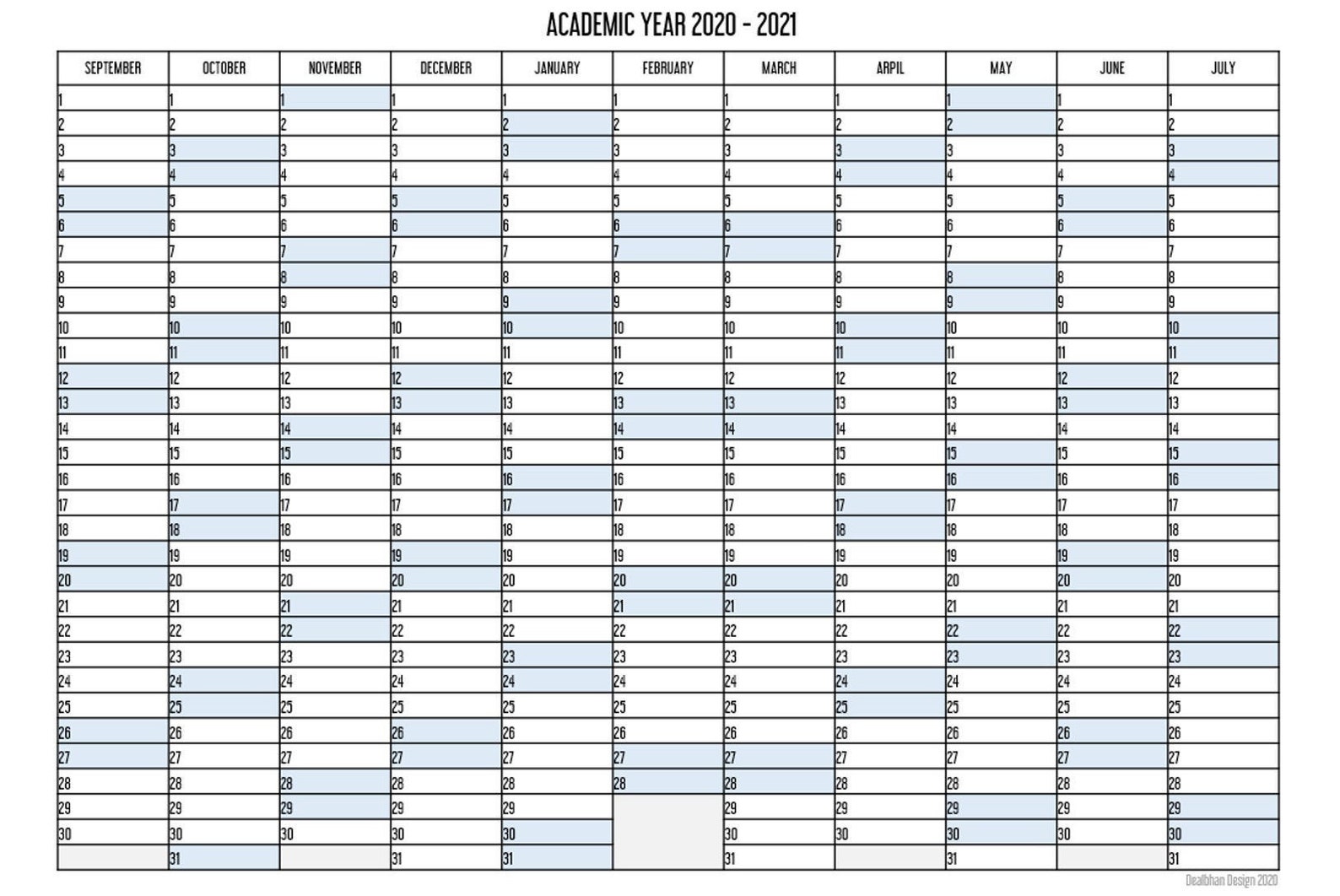 Printable Academic Year Planner Academic Year Chart Pastel | Etsy