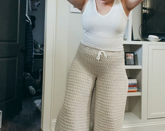 Wide Leg Crochet Pants Pattern | Palazzo Pants | Womens Crochet Lounge Pants