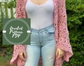 Crochet Cardigan Pattern \  Lace Crochet Cardi \ Oversized Crochet Sweater \ Cocoon Sweater